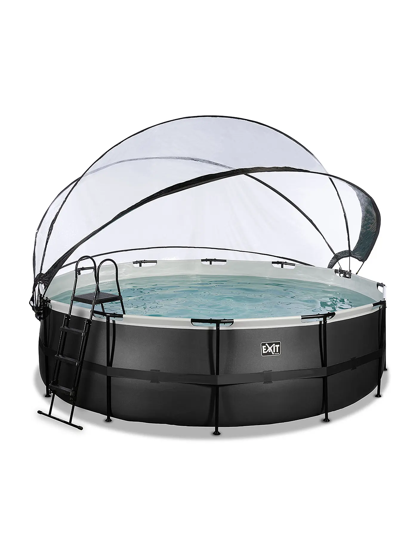 EXIT TOYS | Black Leather Pool ø488x122cm mit Abdeckung und Sandfilterpumpe | 